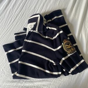 Navy and white sweater, 100% cotton